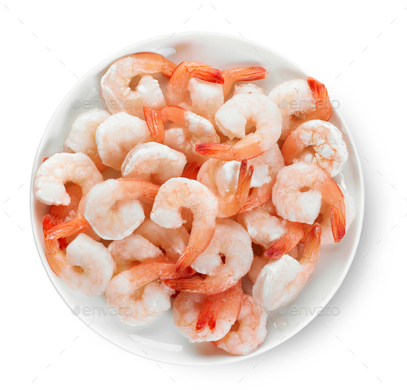 plate of frozen prawns